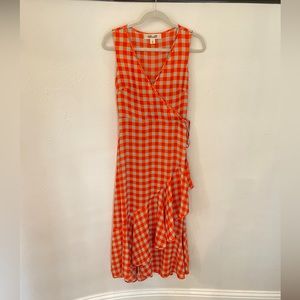 Diane Von Furstenberg Orange Gingham Maxi Dress size 0
